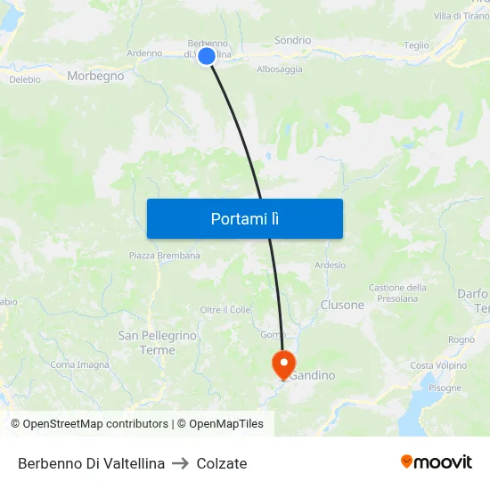 Berbenno Di Valtellina to Colzate map