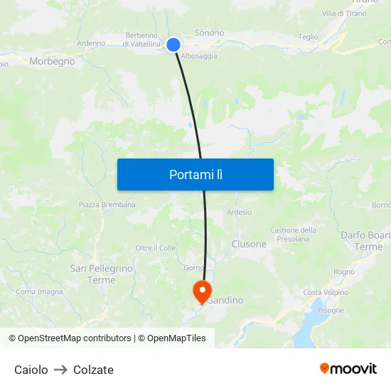 Caiolo to Colzate map