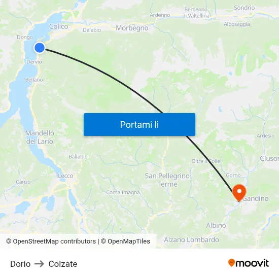 Dorio to Colzate map