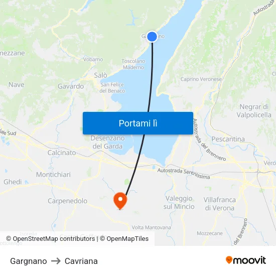Gargnano to Cavriana map