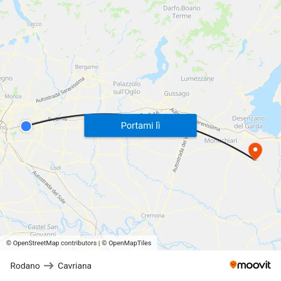 Rodano to Cavriana map