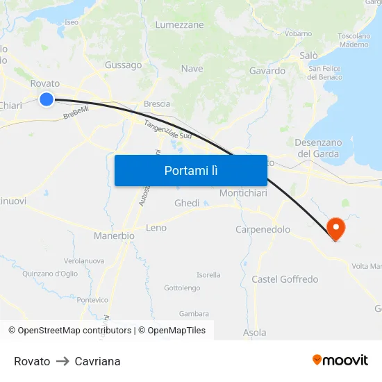 Rovato to Cavriana map