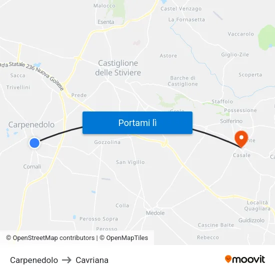 Carpenedolo to Cavriana map