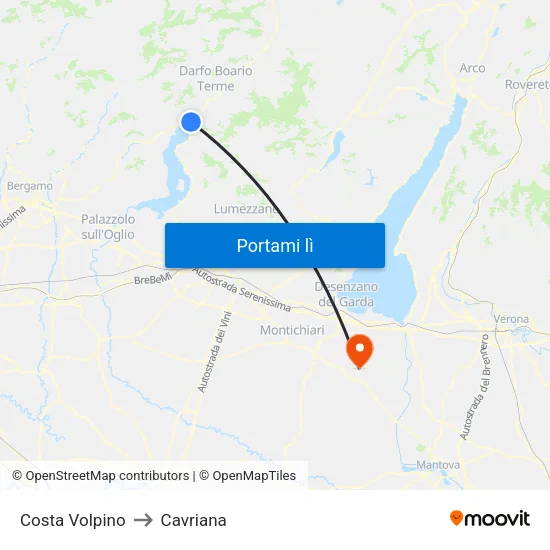 Costa Volpino to Cavriana map