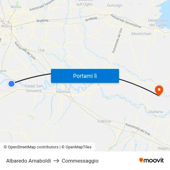 Albaredo Arnaboldi to Commessaggio map