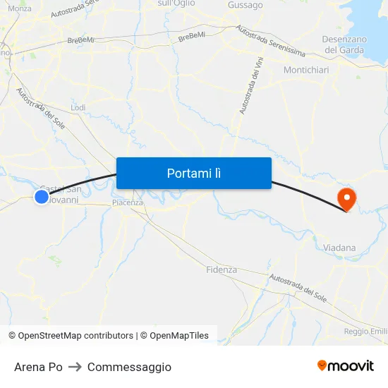 Arena Po to Commessaggio map