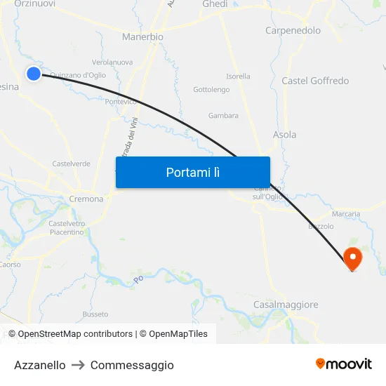 Azzanello to Commessaggio map