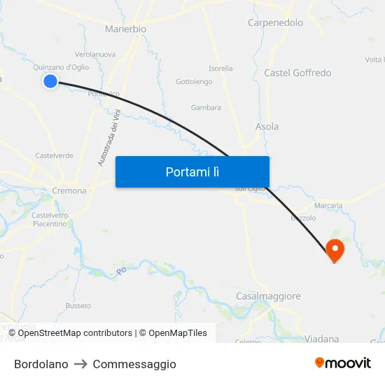 Bordolano to Commessaggio map