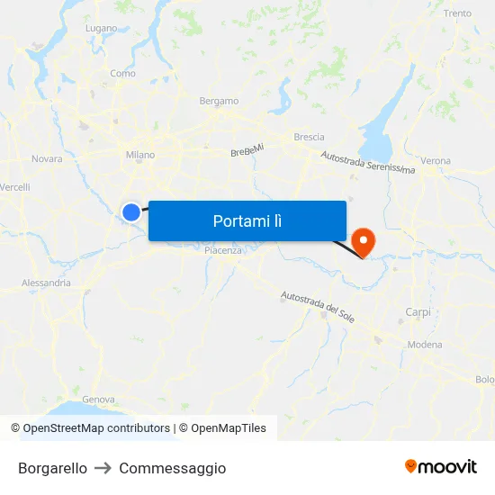 Borgarello to Commessaggio map