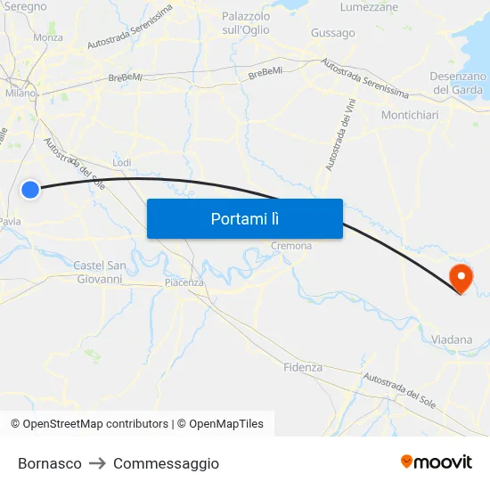 Bornasco to Commessaggio map
