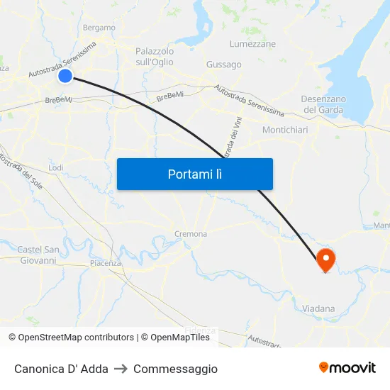 Canonica D' Adda to Commessaggio map