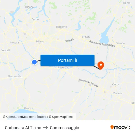Carbonara Al Ticino to Commessaggio map