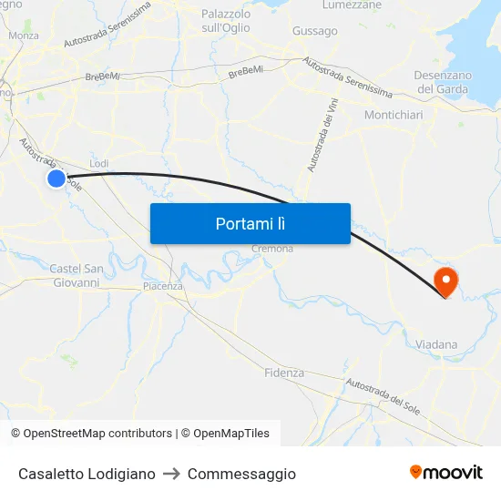 Casaletto Lodigiano to Commessaggio map