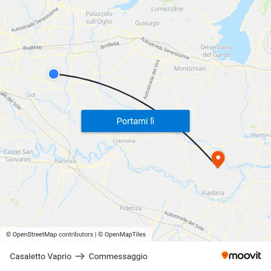 Casaletto Vaprio to Commessaggio map