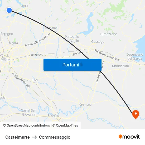 Castelmarte to Commessaggio map