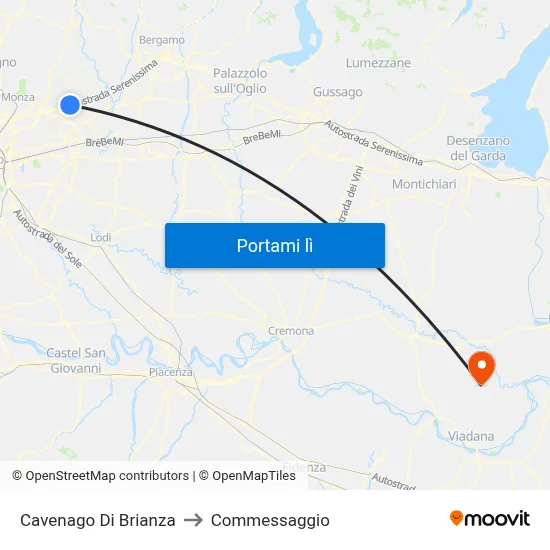 Cavenago Di Brianza to Commessaggio map