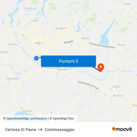Certosa Di Pavia to Commessaggio map