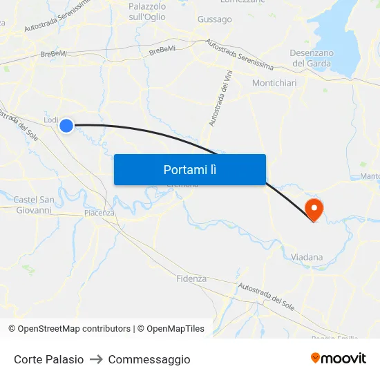 Corte Palasio to Commessaggio map