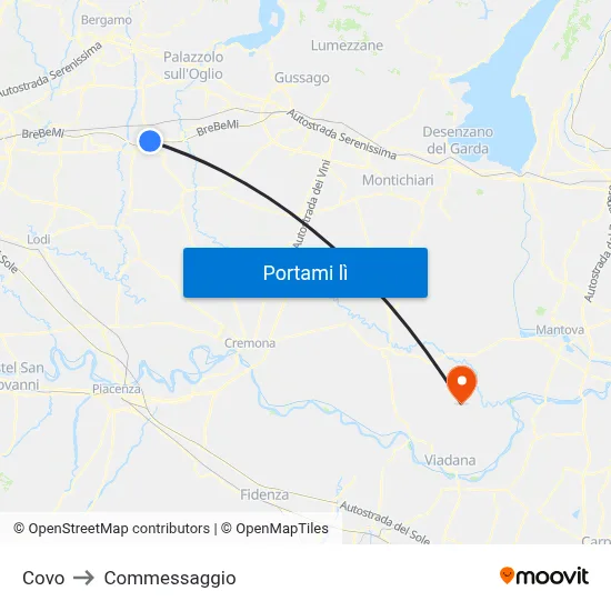 Covo to Commessaggio map