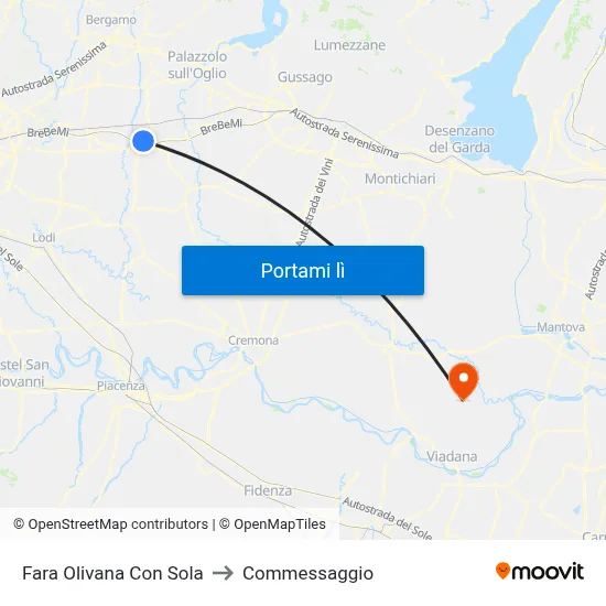 Fara Olivana Con Sola to Commessaggio map