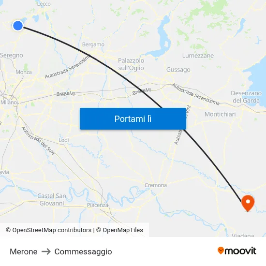 Merone to Commessaggio map