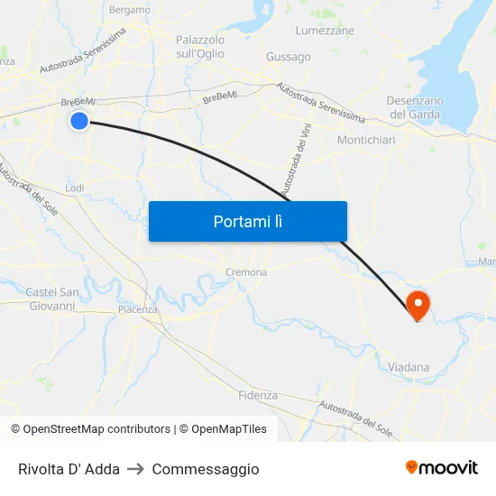Rivolta D' Adda to Commessaggio map