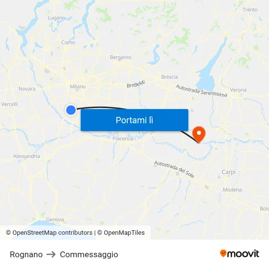 Rognano to Commessaggio map