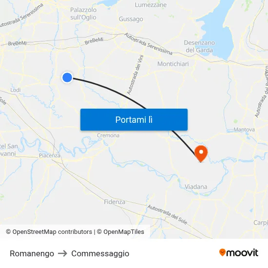 Romanengo to Commessaggio map
