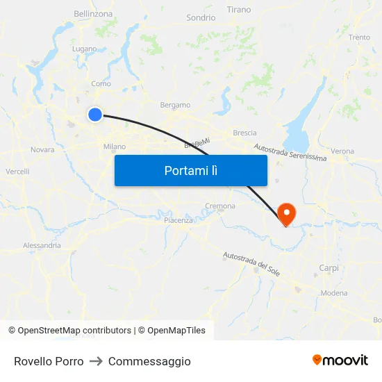 Rovello Porro to Commessaggio map