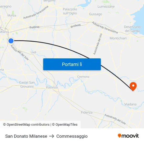 San Donato Milanese to Commessaggio map