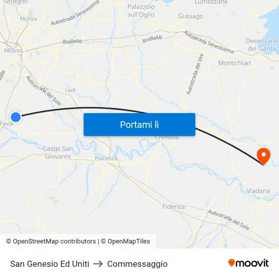 San Genesio Ed Uniti to Commessaggio map