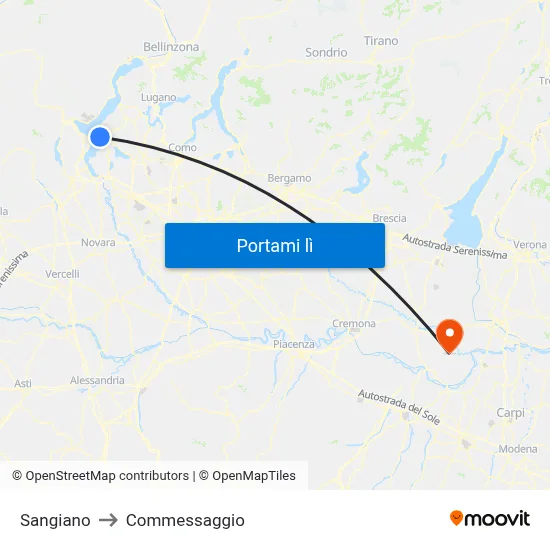 Sangiano to Commessaggio map