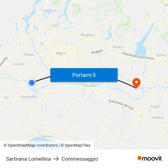 Sartirana Lomellina to Commessaggio map