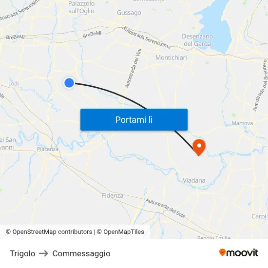Trigolo to Commessaggio map
