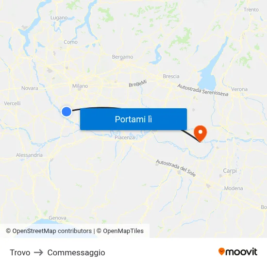 Trovo to Commessaggio map