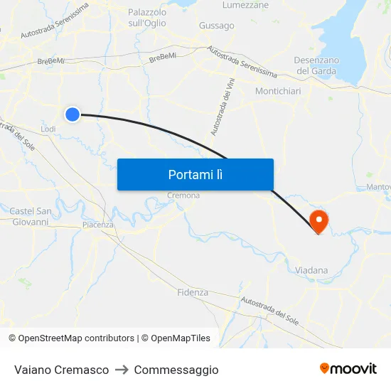 Vaiano Cremasco to Commessaggio map