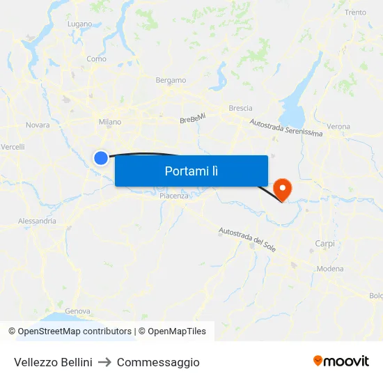 Vellezzo Bellini to Commessaggio map