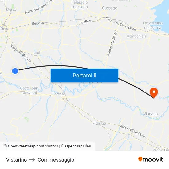 Vistarino to Commessaggio map