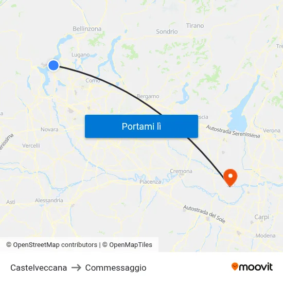Castelveccana to Commessaggio map