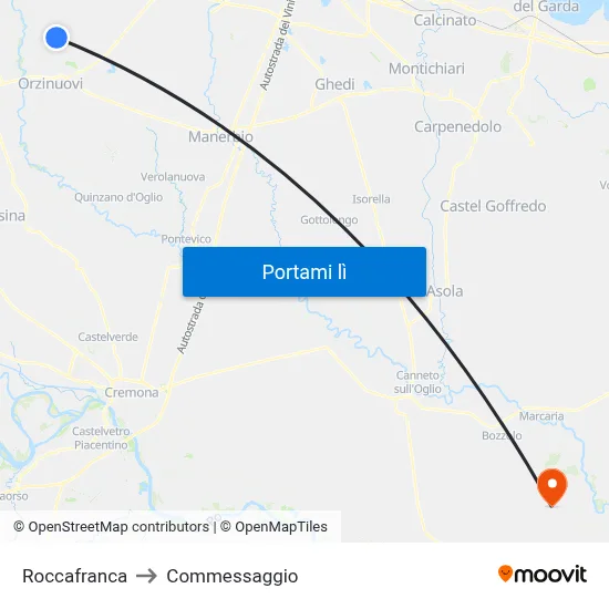 Roccafranca to Commessaggio map