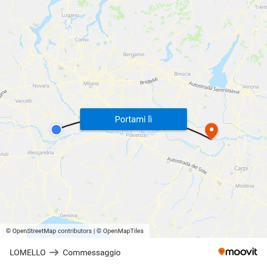 LOMELLO to Commessaggio map
