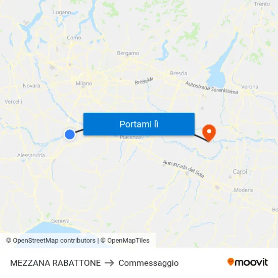 MEZZANA RABATTONE to Commessaggio map