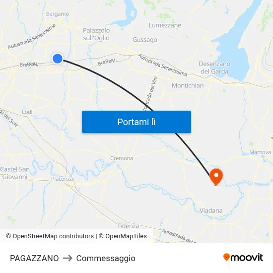 PAGAZZANO to Commessaggio map