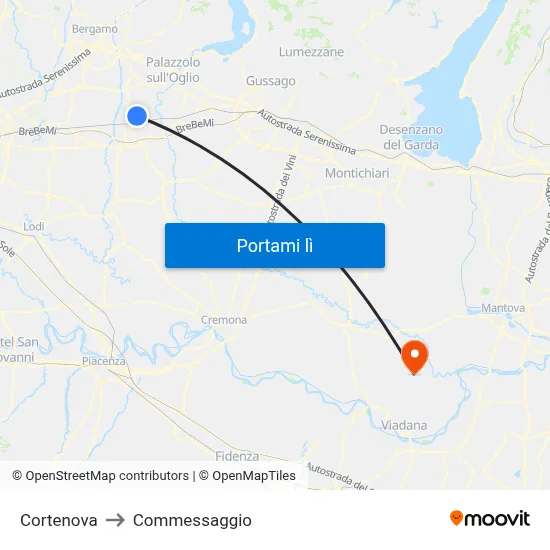 Cortenova to Commessaggio map