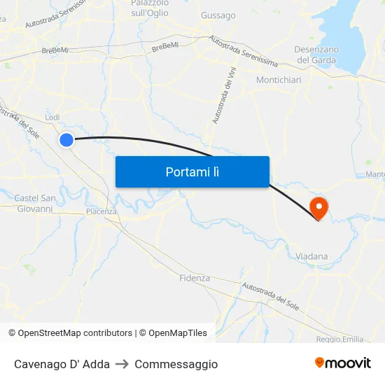 Cavenago D' Adda to Commessaggio map