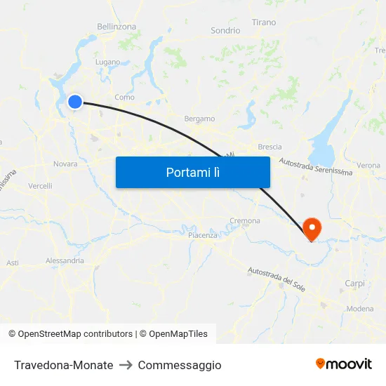 Travedona-Monate to Commessaggio map