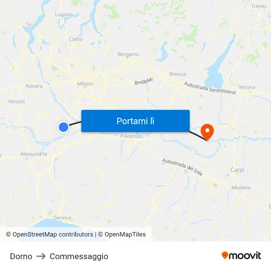 Dorno to Commessaggio map