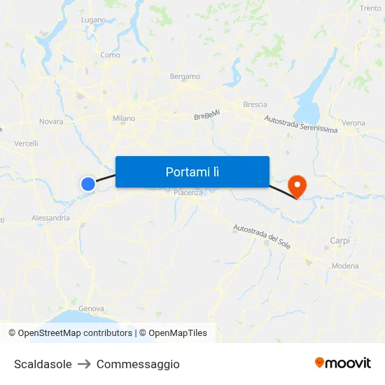 Scaldasole to Commessaggio map
