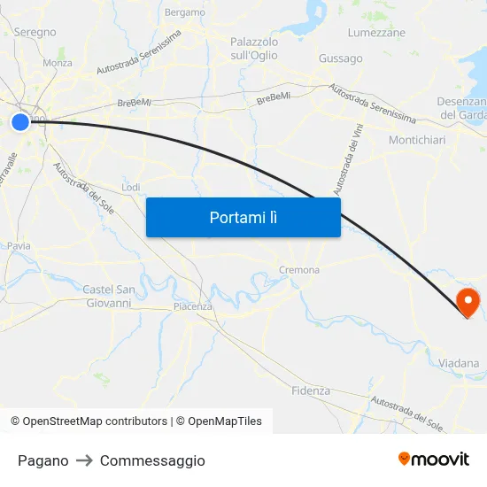 Pagano to Commessaggio map