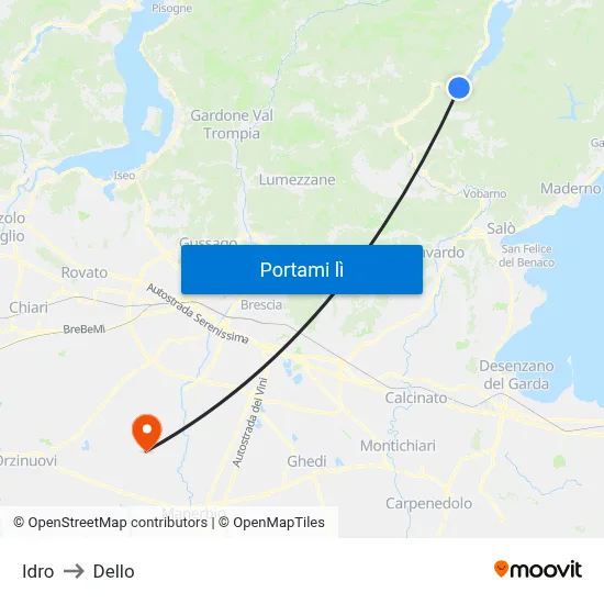 Idro to Dello map